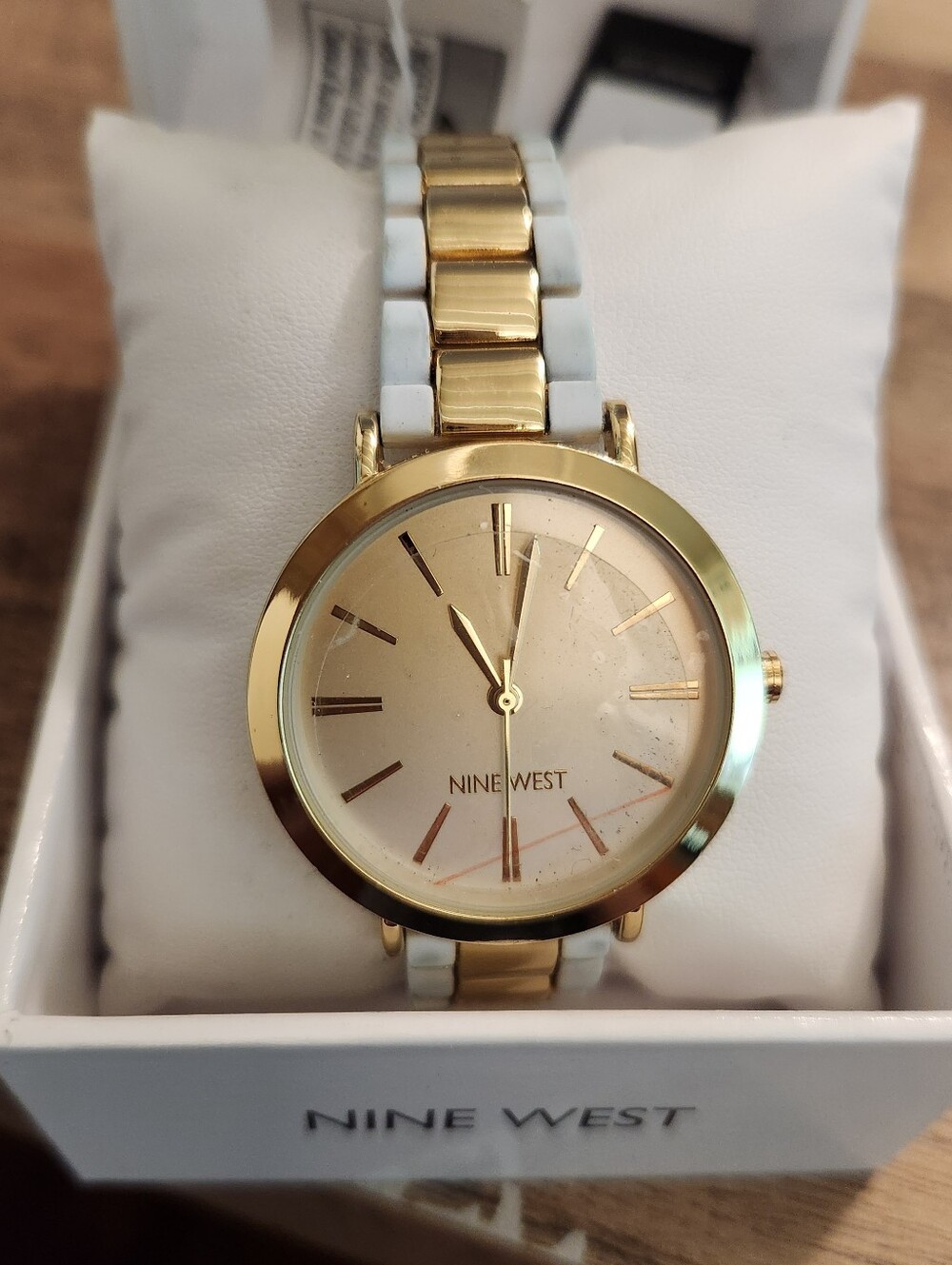 Nine West Gold and White Two-Tone Bracelet Watch NWT